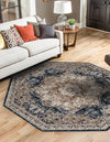 Coastal Manor Collection Area Rug -  Pelican Octagon Dark Blue  lifestyle 31