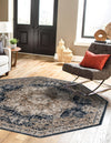 Coastal Manor Collection Area Rug -  Pelican Octagon Dark Blue  lifestyle 38