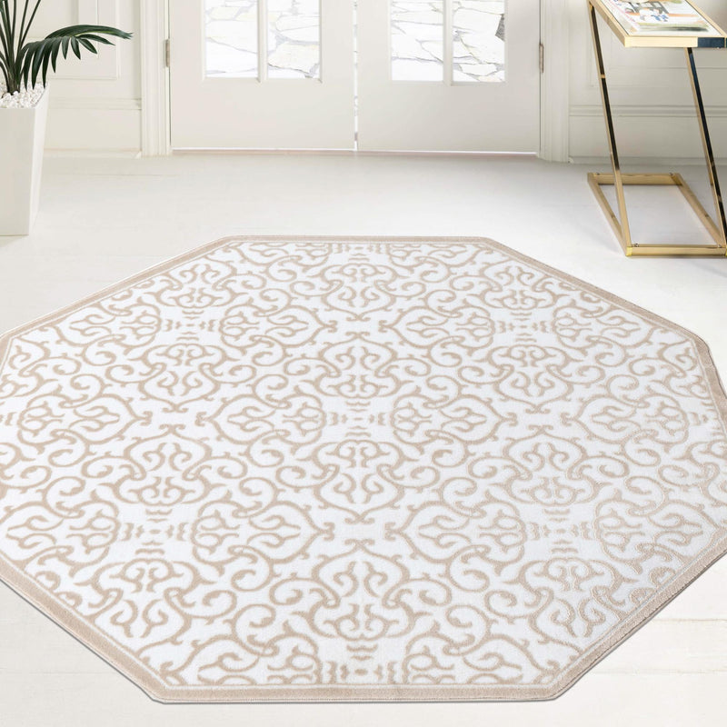 Andes Summit Collection Area Rug -  Chimborazo Octagon Snow White  lifestyle 78