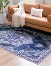 Baroque Era Collection Area Rug - Versailles (Navy Blue) Rectangle Navy Blue  lifestyle 3