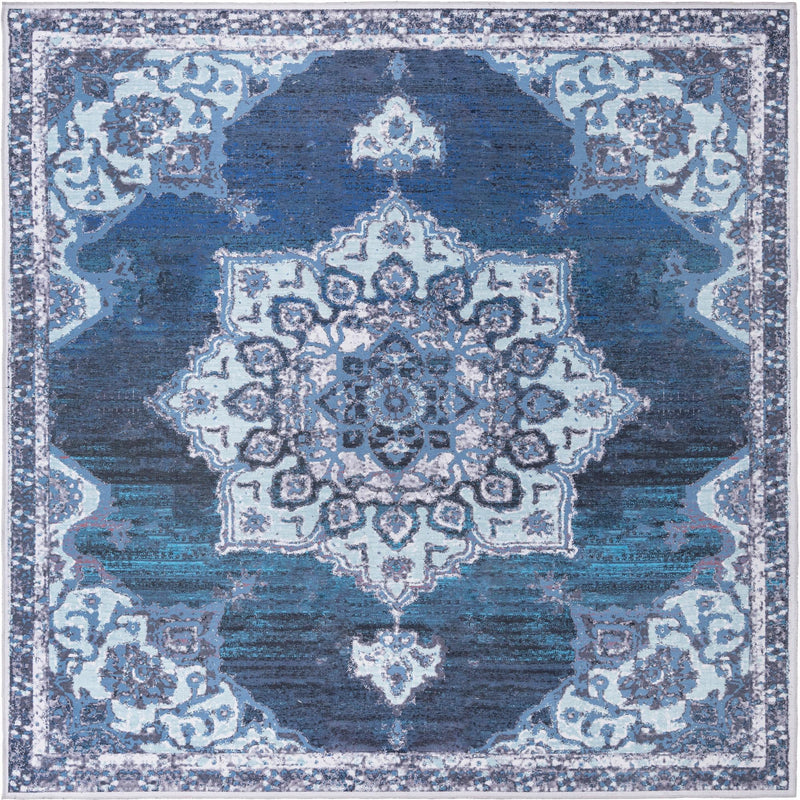 Baroque Era Collection Area Rug - Versailles (Navy Blue) Square Navy Blue  lifestyle 9