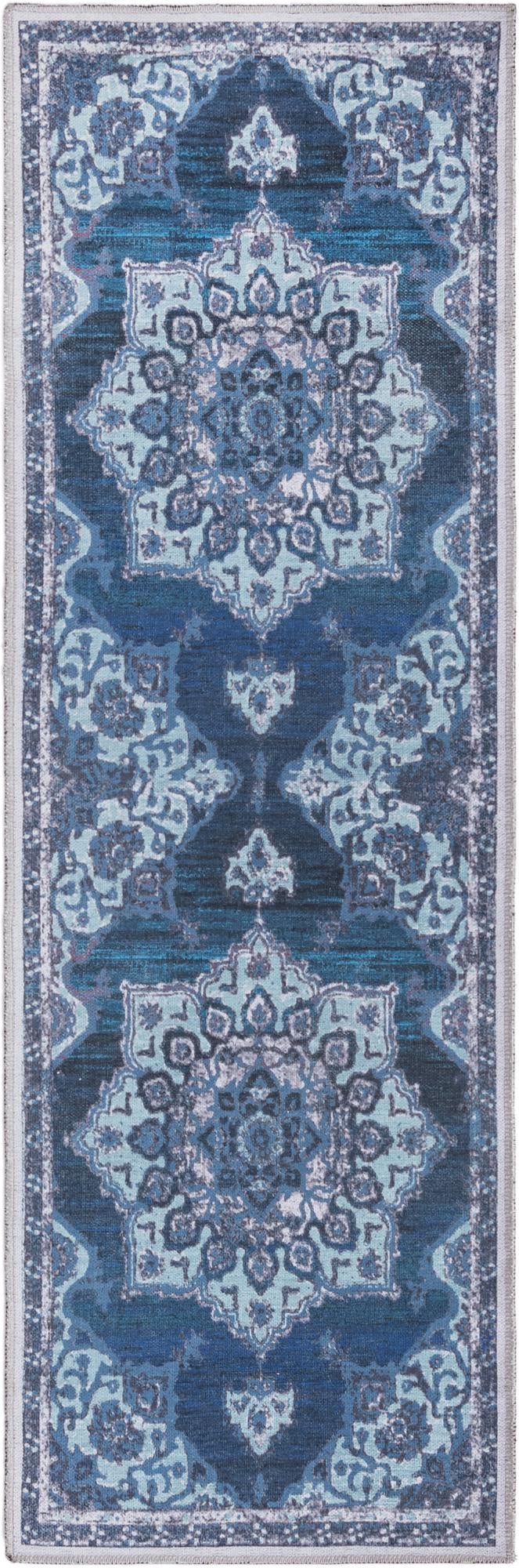 Baroque Era Collection Area Rug - Versailles (Navy Blue) Runner Navy Blue  lifestyle 10