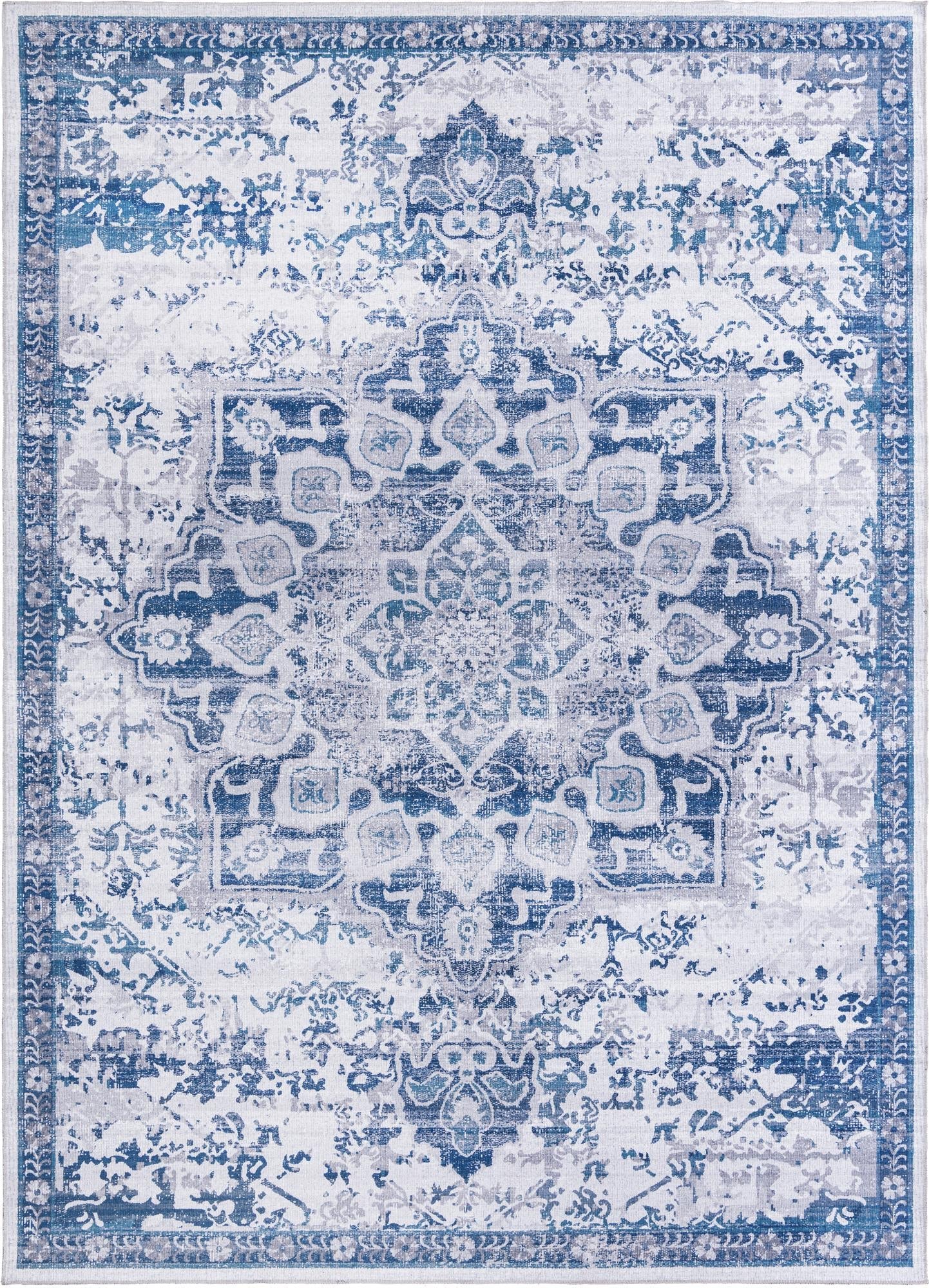 Baroque Era Collection Area Rug - Versailles (Gray Blue)