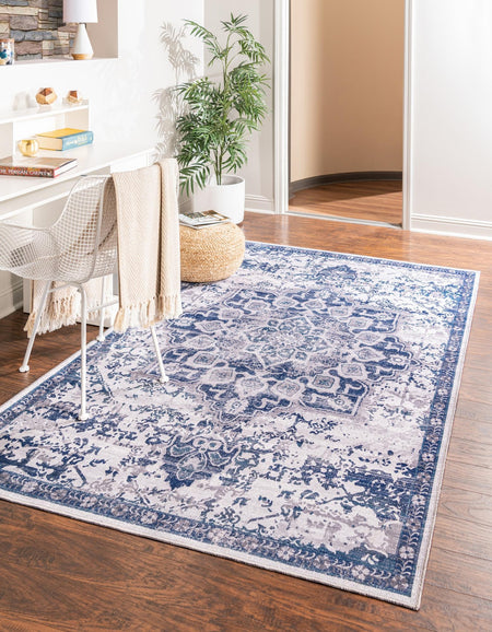 Baroque Era Collection Area Rug - Versailles (Gray Blue)