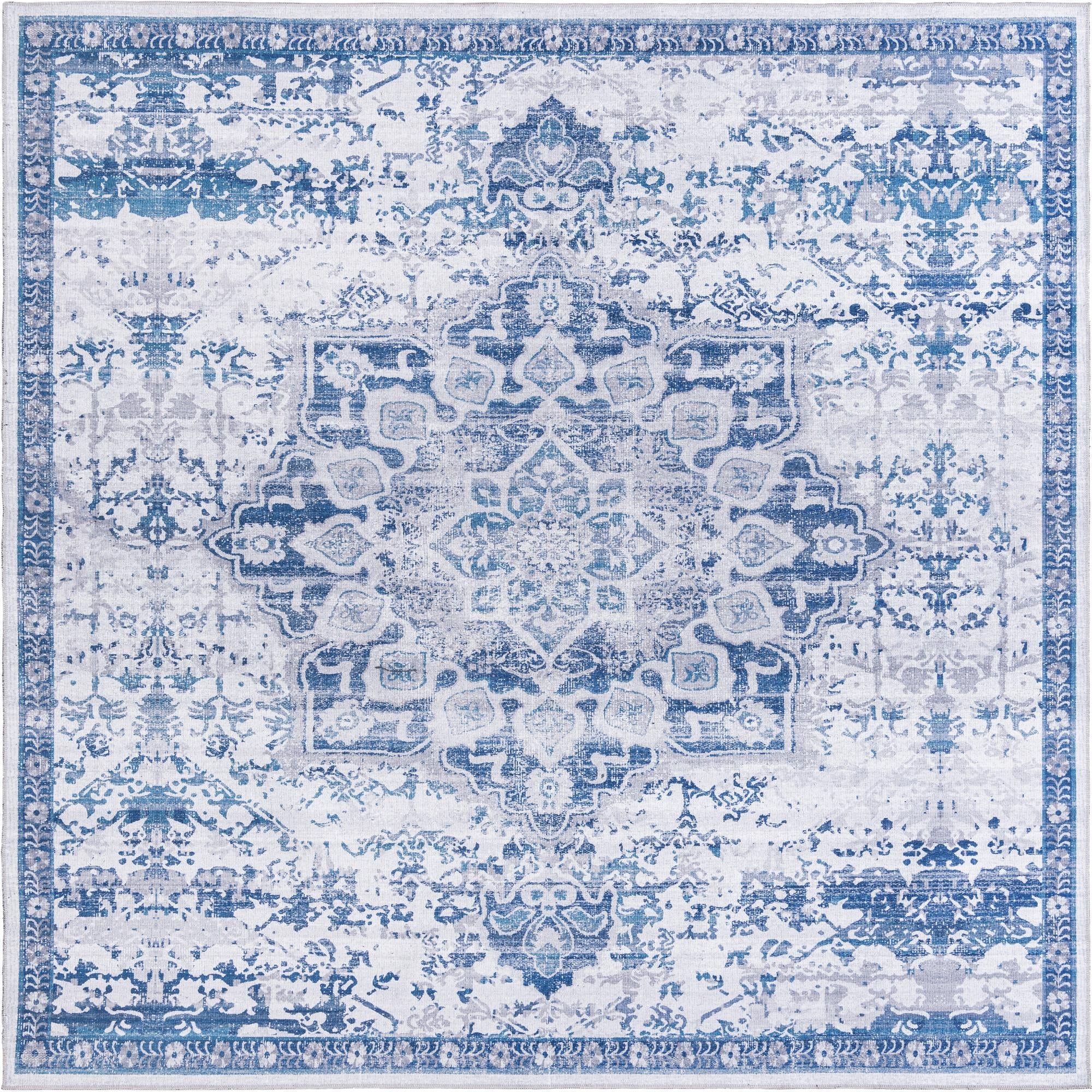 Baroque Era Collection Area Rug - Versailles (Gray Blue)