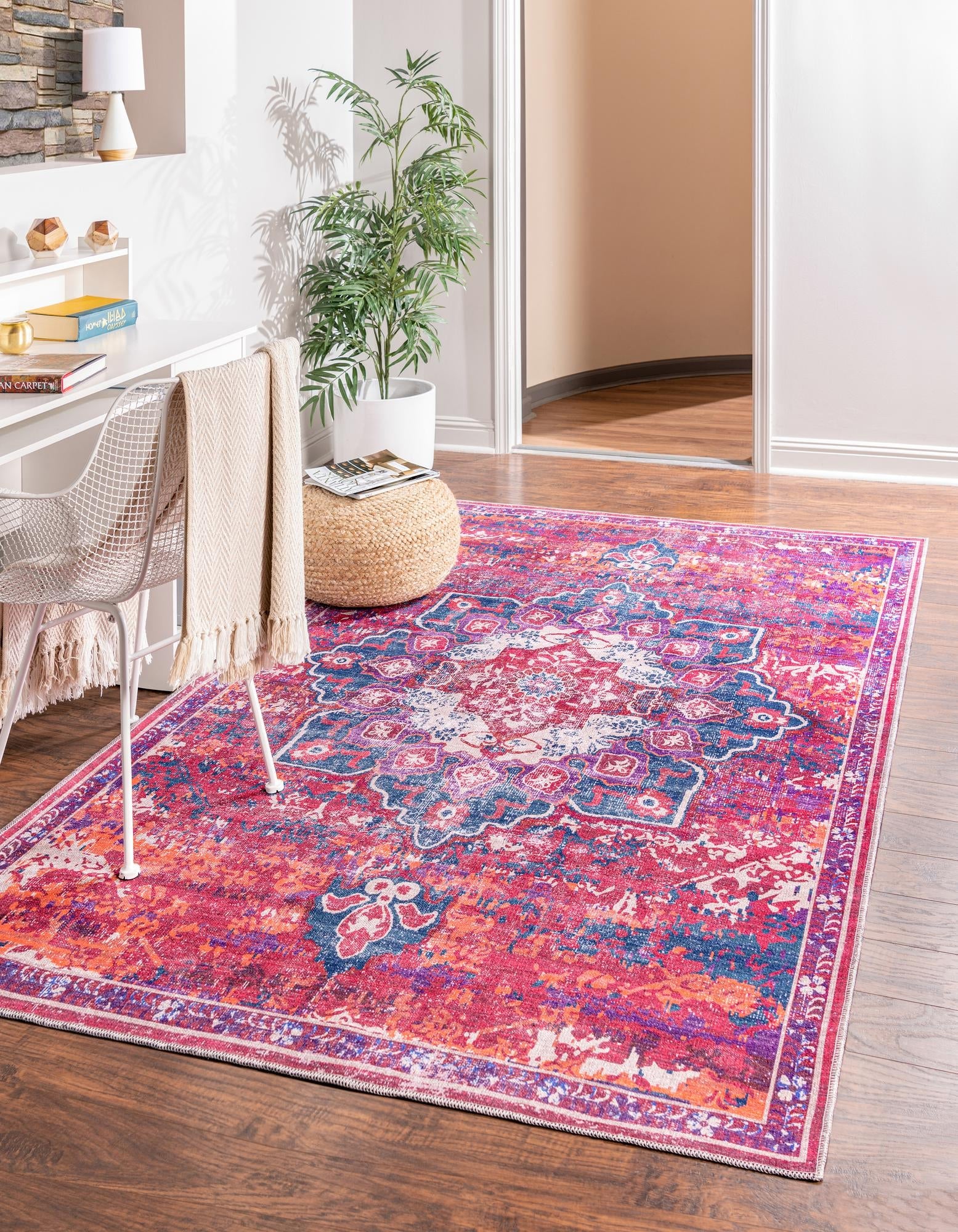 Baroque Era Collection Area Rug - Versailles (Multi Fuchsia)