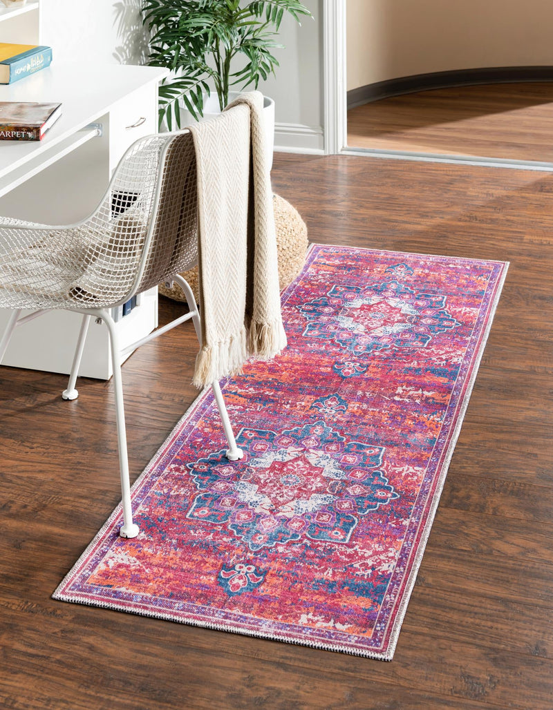 Baroque Era Collection Area Rug - Versailles (Multi Fuchsia) Runner Multi Fuchsia  lifestyle 12