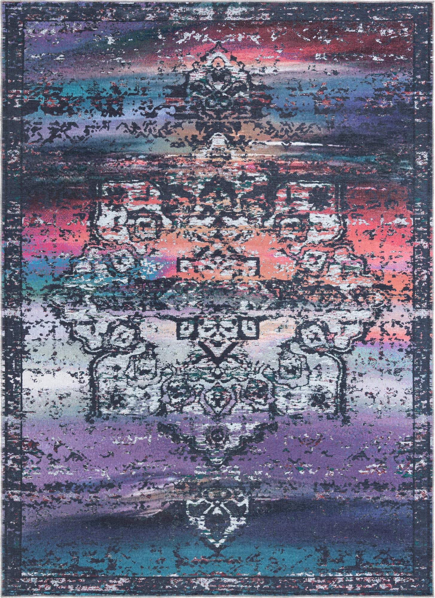 Baroque Era Collection Area Rug - Versailles (Multi Blue)