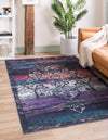 Baroque Era Collection Area Rug - Versailles (Multi Blue) Rectangle Multi Blue  lifestyle 2