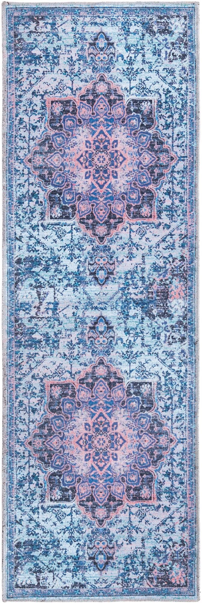 Baroque Era Collection Area Rug - Versailles (Light Blue) Runner Light Blue  lifestyle 12