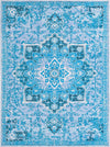 Baroque Era Collection Area Rug - Versailles (Aqua Blue) Rectangle Aqua Blue Main