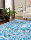 Baroque Era Collection Area Rug - Versailles (Aqua Blue) Rectangle Aqua Blue  lifestyle 3