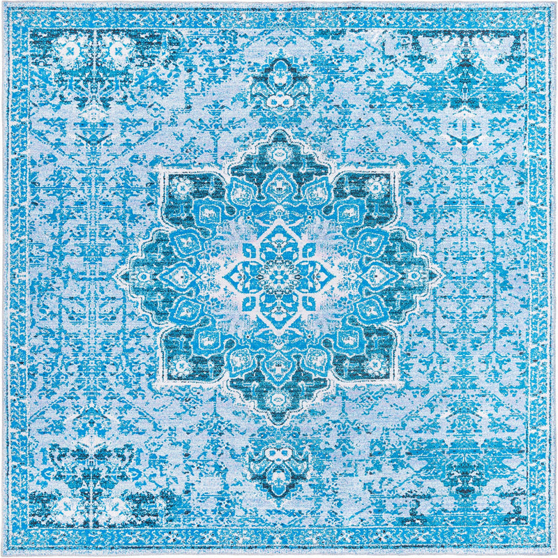 Baroque Era Collection Area Rug - Versailles (Aqua Blue) Square Aqua Blue  lifestyle 9