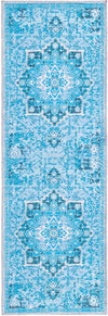 Baroque Era Collection Area Rug - Versailles (Aqua Blue) Runner Aqua Blue  lifestyle 10