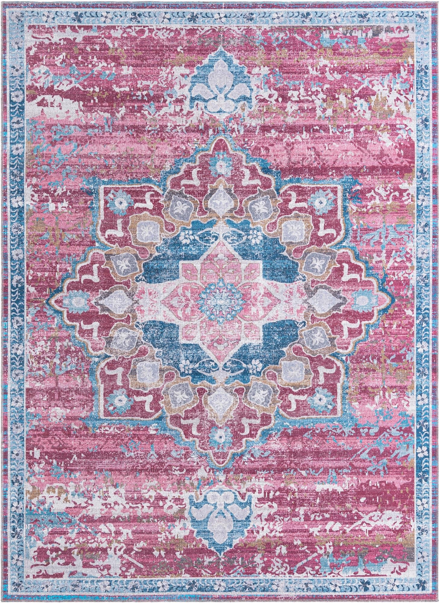 Baroque Era Collection Area Rug - Versailles (Antique Pink)