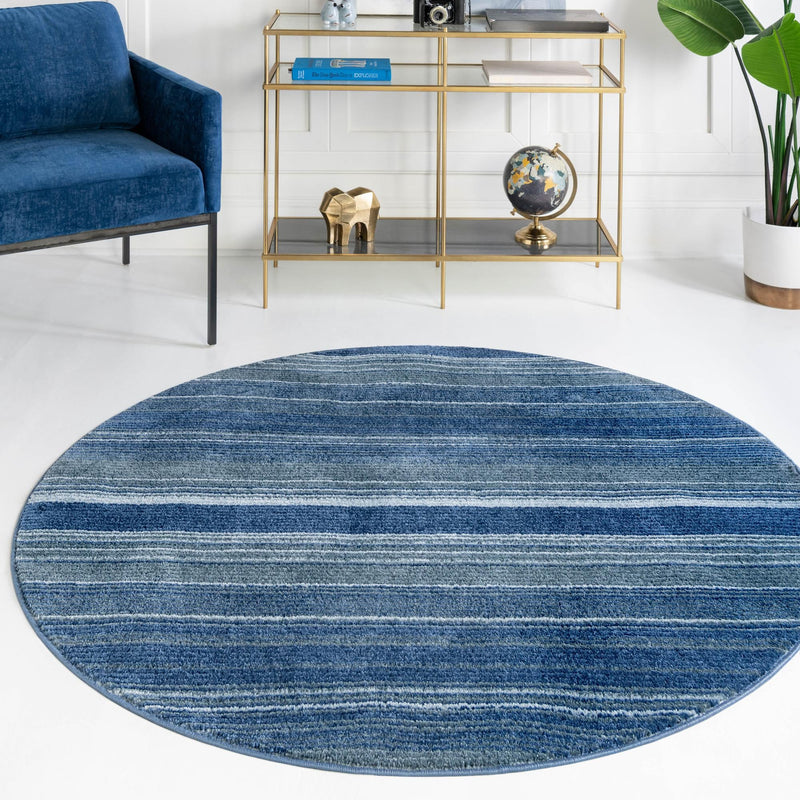 Jewel Oasis Collection Area Rug - Sapphire (Blue) Round Blue  lifestyle 14