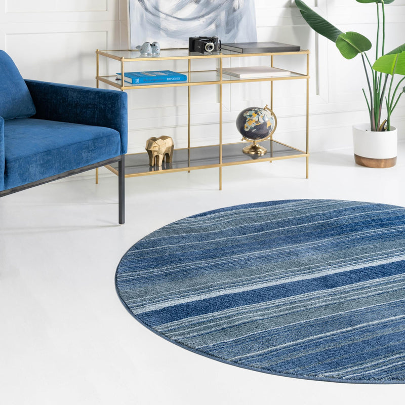 Jewel Oasis Collection Area Rug - Sapphire (Blue) Round Blue  lifestyle 19