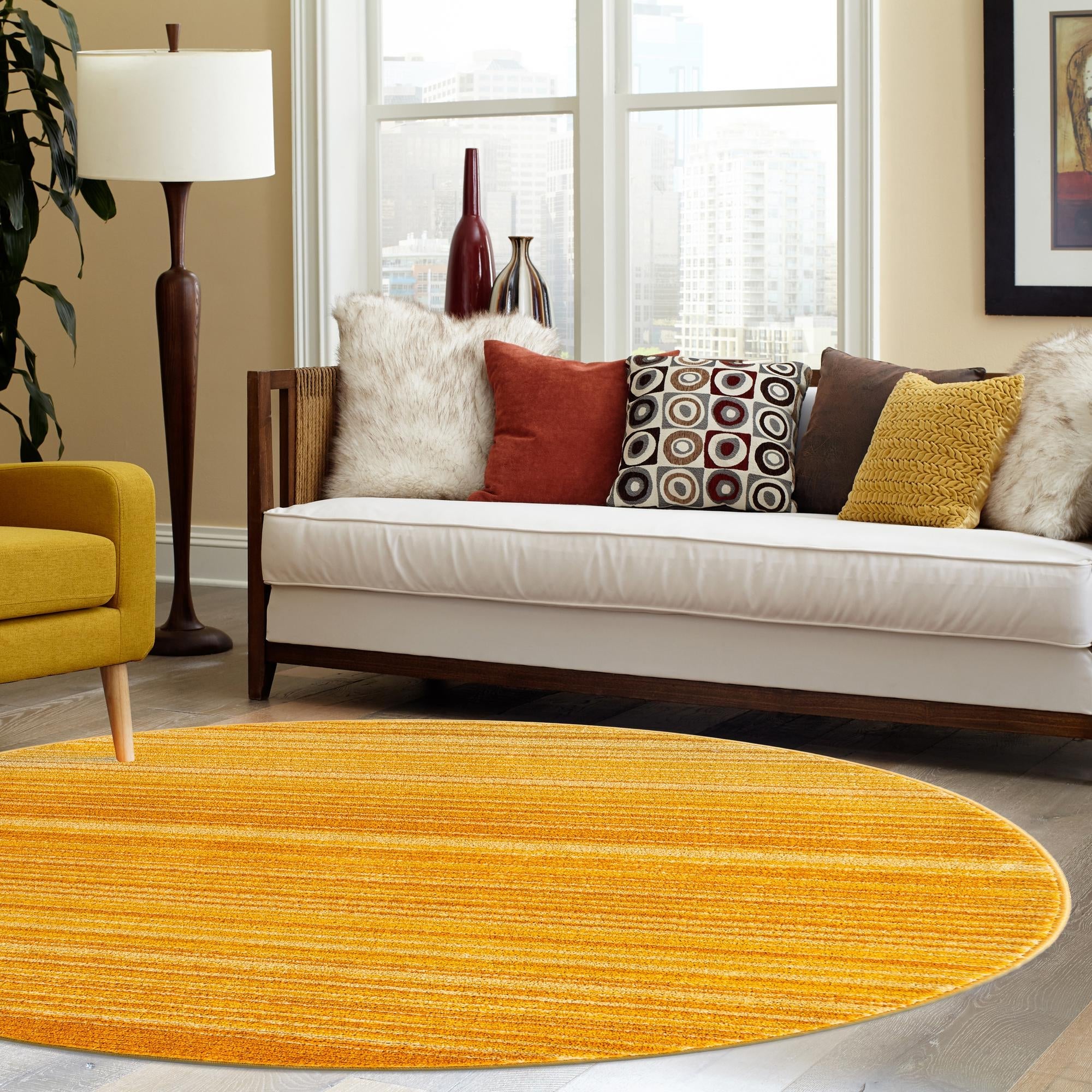 Jewel Oasis Collection Area Rug - Sapphire (Yellow)