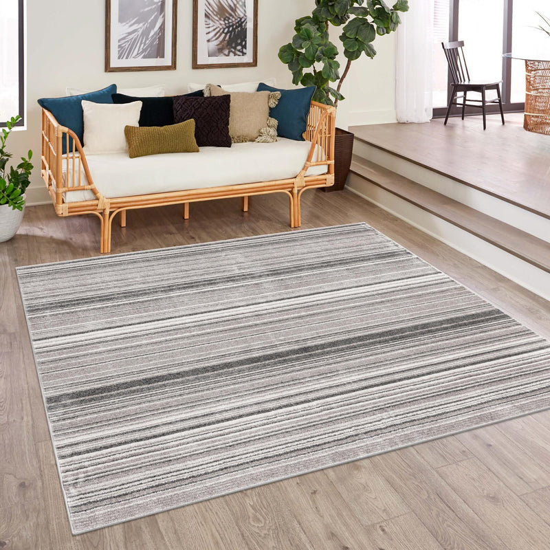 Jewel Oasis Collection Area Rug - Sapphire (Gray) Square Gray  lifestyle 79