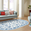 Charleston Elegance Collection Area Rug -  Seaport (White Blue) Oval White Blue  lifestyle 87