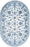 Charleston Elegance Collection Area Rug -  Seaport (White Blue) Oval White Blue  lifestyle 20