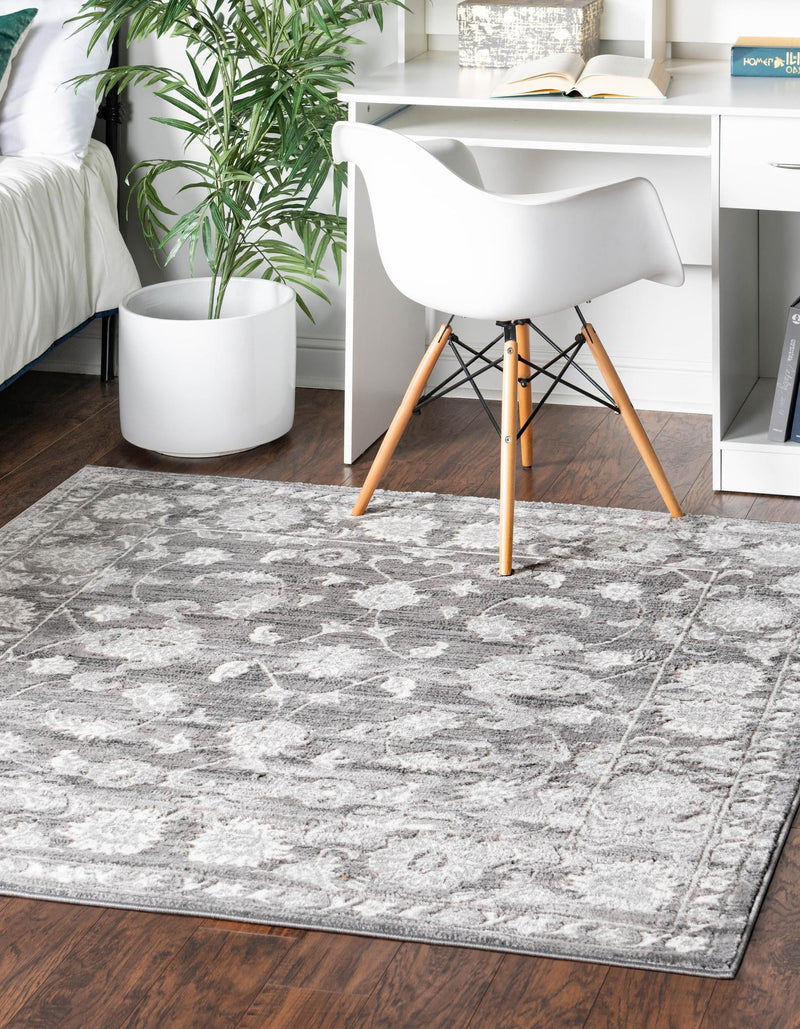 Charleston Elegance Collection Area Rug -  Seaport (Gray) Square Gray  lifestyle 24