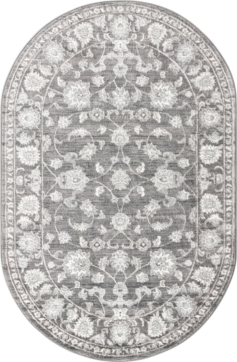 Charleston Elegance Collection Area Rug -  Seaport (Gray) Oval Gray  lifestyle 20