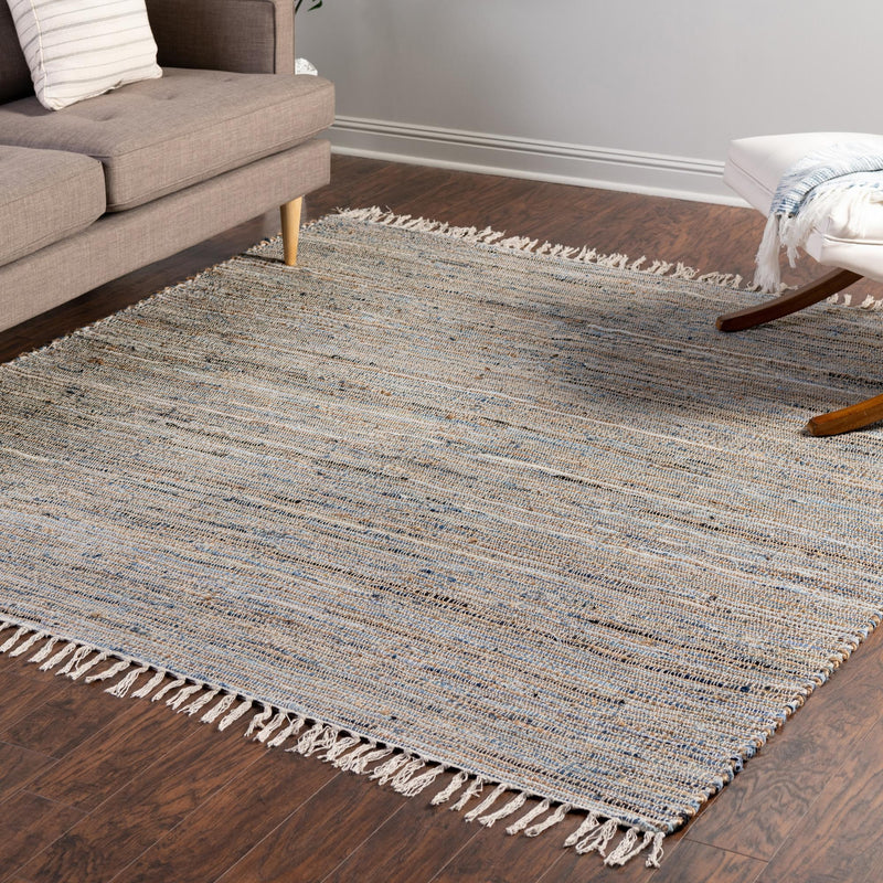 Coastal Boho Jute Collection Area Rug - Capri Square Blue  lifestyle 156