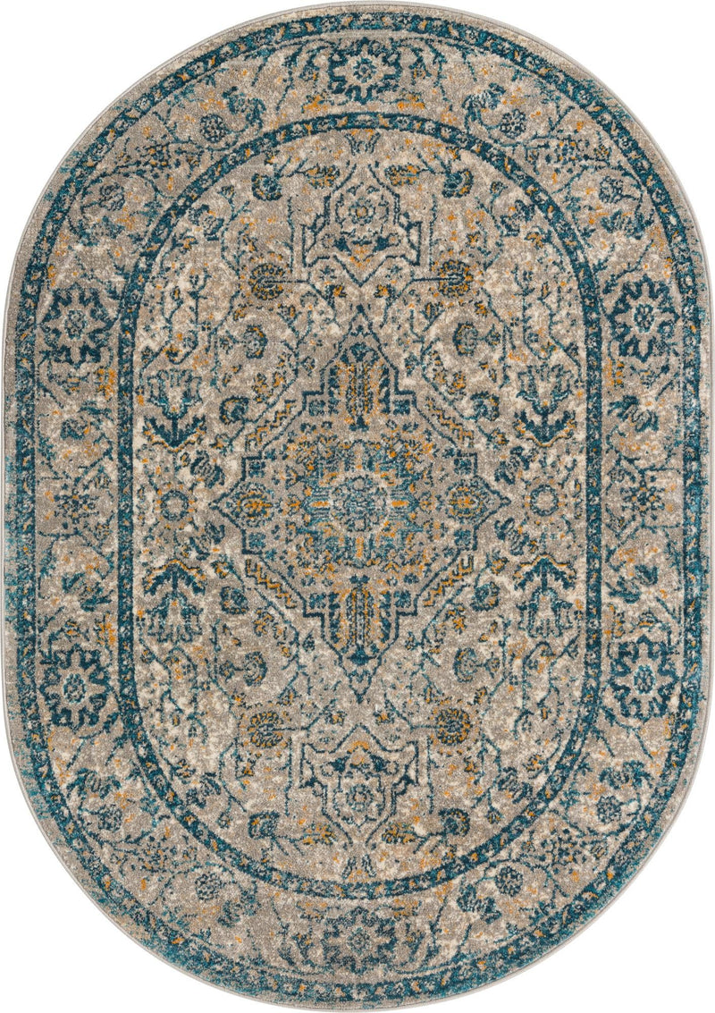 Seville Stripes Collection Area Rug - Cadiz (Light Gray) Oval Light Gray  lifestyle 5