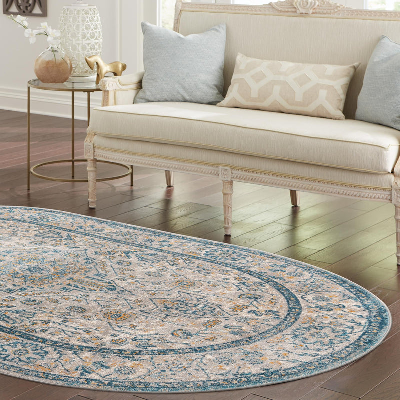 Seville Stripes Collection Area Rug - Cadiz (Light Gray) Oval Light Gray  lifestyle 72