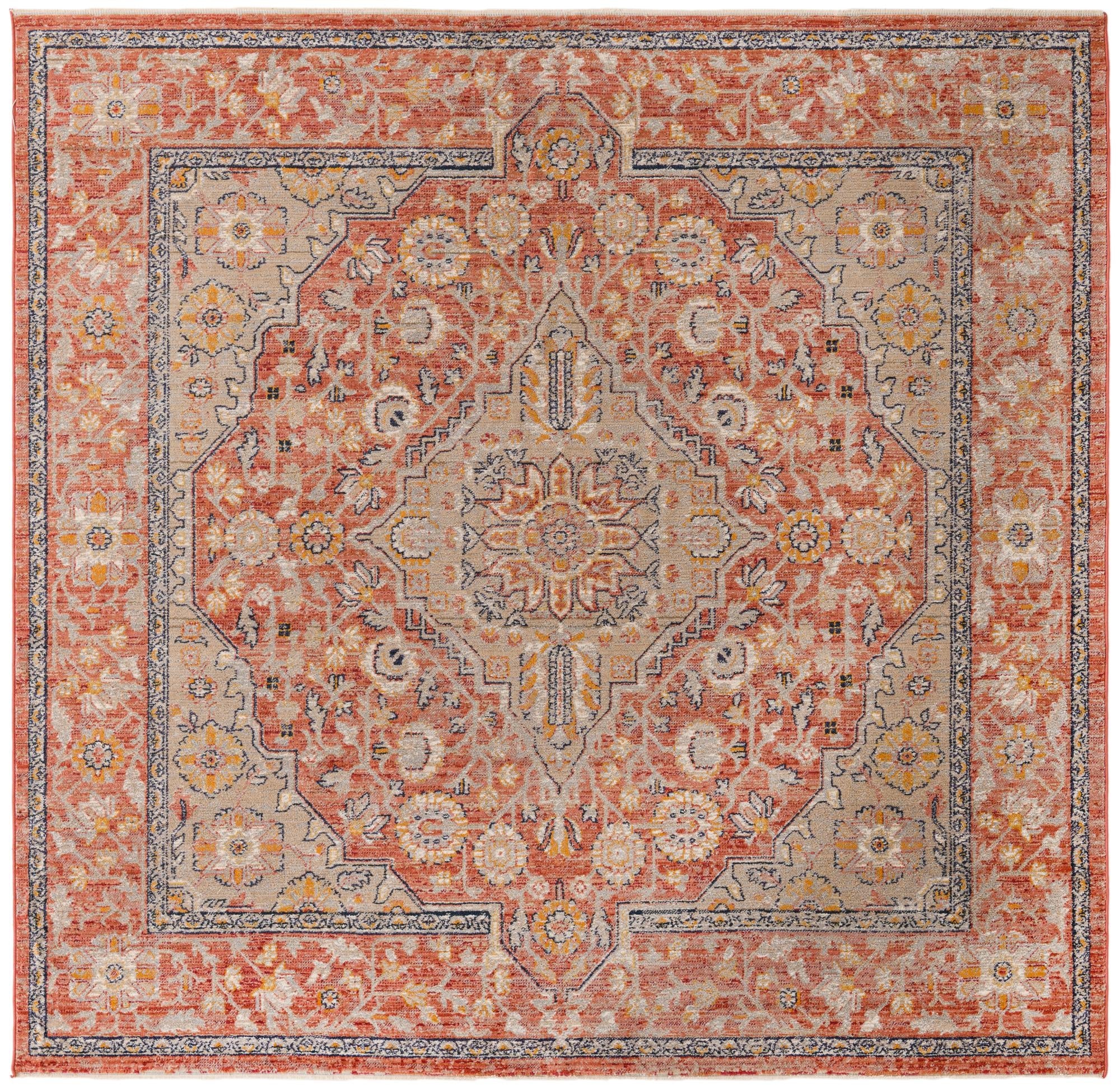 Seville Stripes Collection Area Rug - Cadiz (Brick Red)