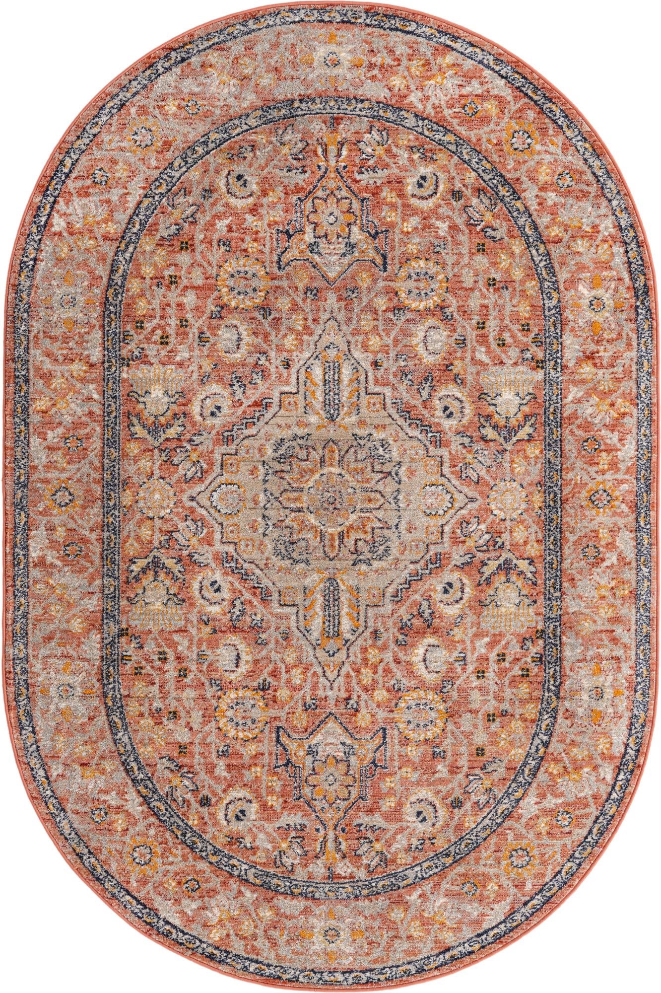 Seville Stripes Collection Area Rug - Cadiz (Brick Red)