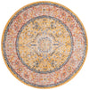 Seville Stripes Collection Area Rug - Cadiz (Yellow) Round Yellow  lifestyle 2