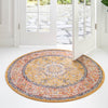 Seville Stripes Collection Area Rug - Cadiz (Yellow) Round Yellow  lifestyle 67