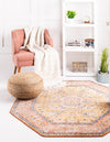 Seville Stripes Collection Area Rug - Cadiz (Yellow) Octagon Yellow  lifestyle 10