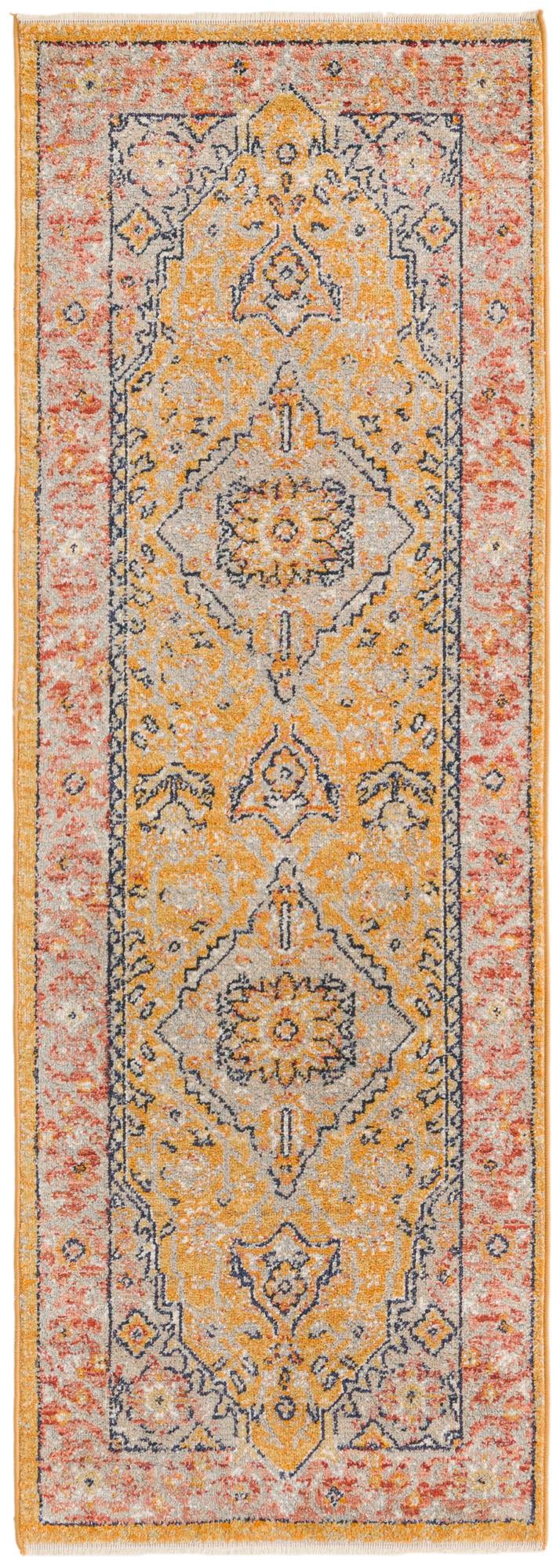 Seville Stripes Collection Area Rug - Cadiz (Yellow) Runner Yellow  lifestyle 6