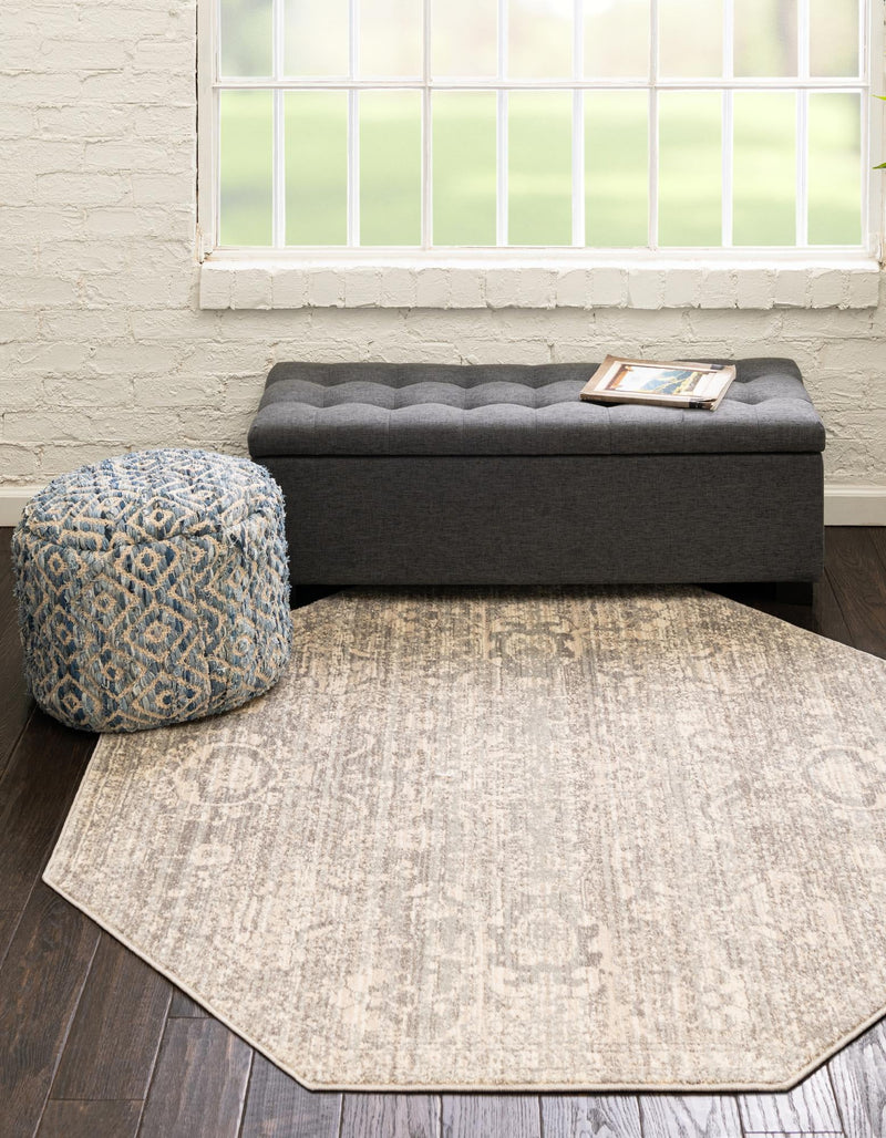 Seville Stripes Collection Area Rug -  Cordoba (Gray) Octagon Gray  lifestyle 10