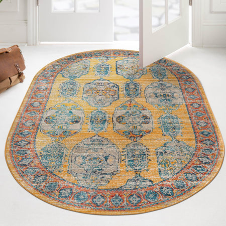 Seville Stripes Collection Area Rug -  Granada (Yellow)