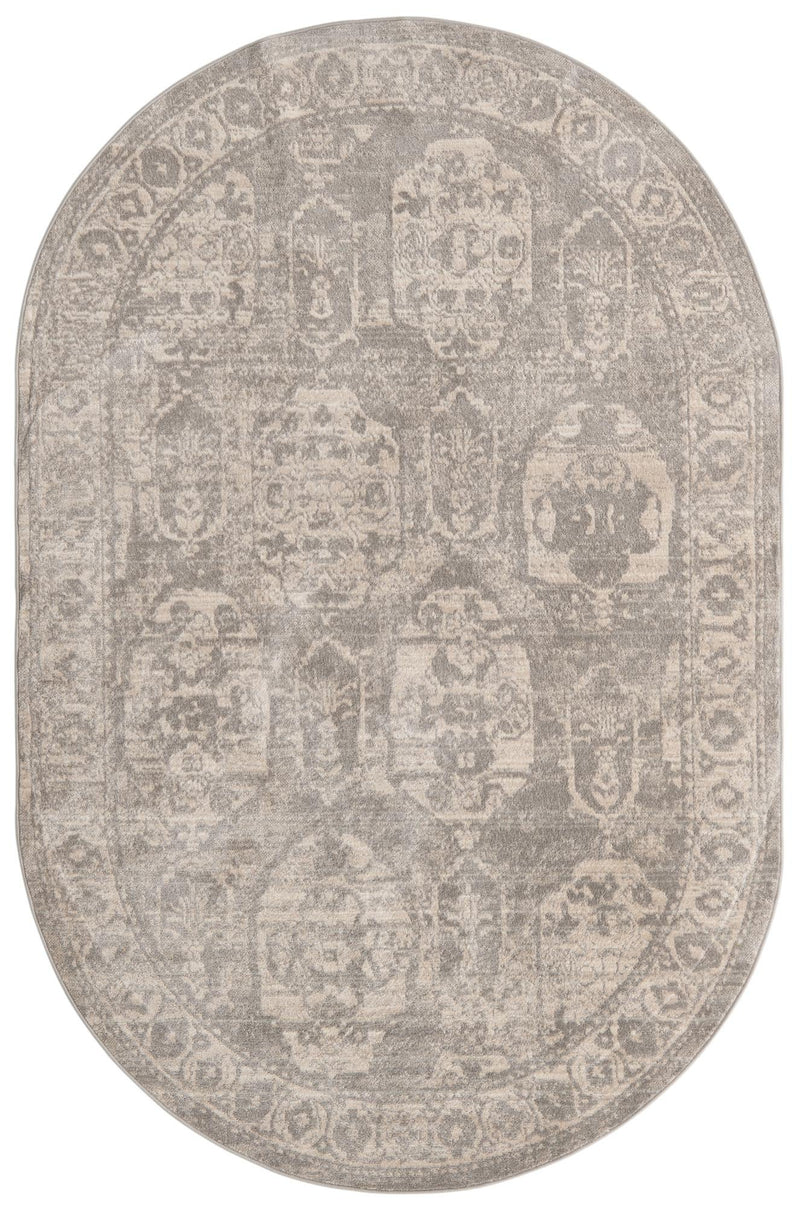 Seville Stripes Collection Area Rug -  Granada (Gray) Oval Gray  lifestyle 4