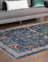 Seville Stripes Collection Area Rug -  Malaga (Navy Blue)