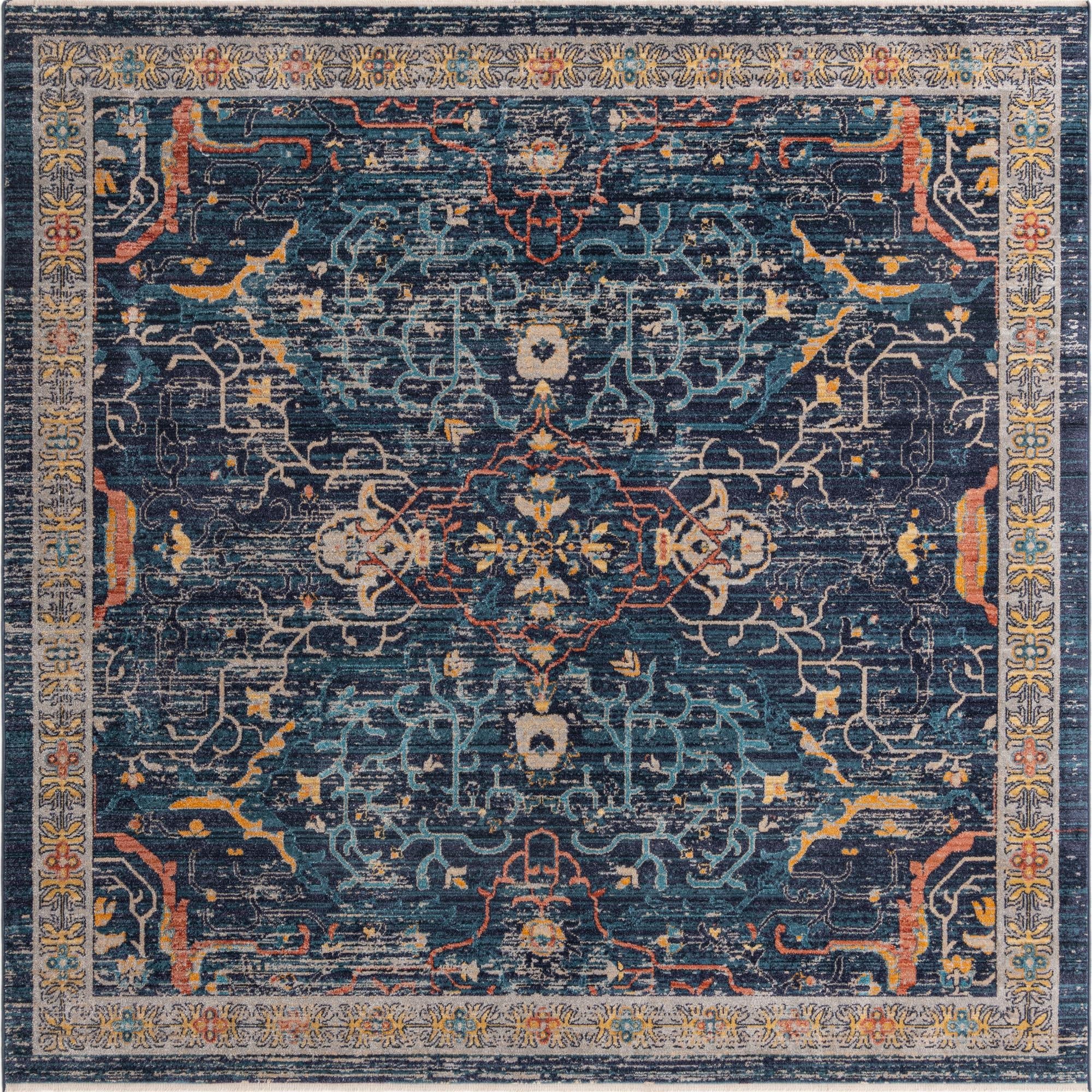 Seville Stripes Collection Area Rug -  Malaga (Navy Blue)