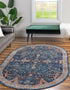 Seville Stripes Collection Area Rug -  Malaga (Navy Blue)