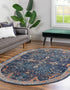 Seville Stripes Collection Area Rug -  Malaga (Navy Blue)