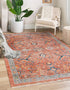 Seville Stripes Collection Area Rug -  Malaga (Brick Red)