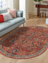 Seville Stripes Collection Area Rug -  Malaga (Brick Red)