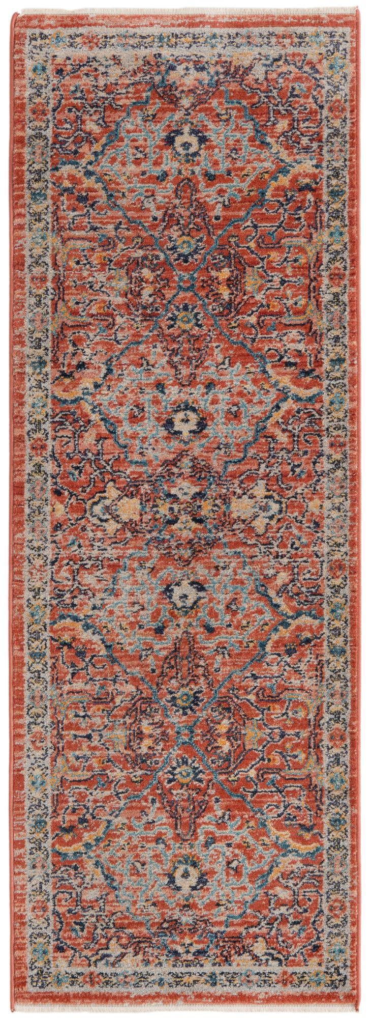 Seville Stripes Collection Area Rug -  Malaga (Brick Red)