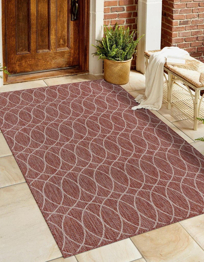 Garden Lattice Oasis Collection Area Rug -  Pavilion (Rust Red) Rectangle Rust Red  lifestyle 6