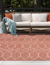 Garden Lattice Oasis Collection Area Rug -  Pavilion (Rust Red) Square Rust Red  lifestyle 2