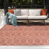 Garden Lattice Oasis Collection Area Rug -  Pavilion (Rust Red) Square Rust Red  lifestyle 14