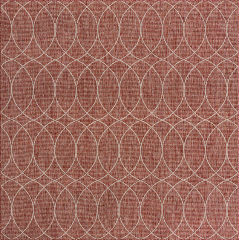 Garden Lattice Oasis Collection Area Rug -  Pavilion (Rust Red) Square Rust Red Main